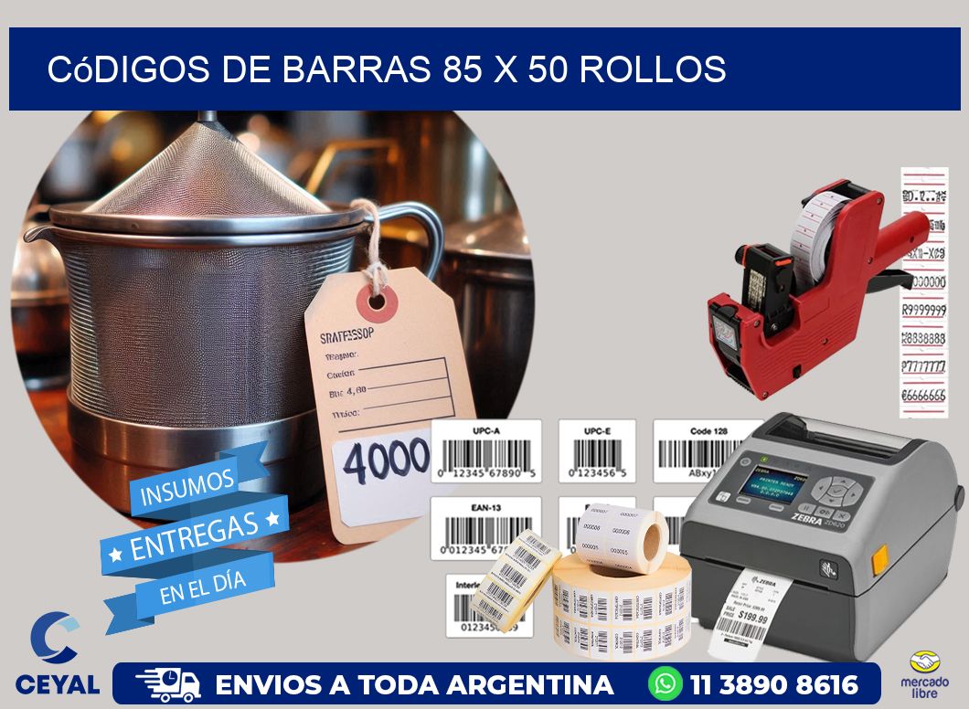 Códigos de Barras 85 x 50 ROLLOS