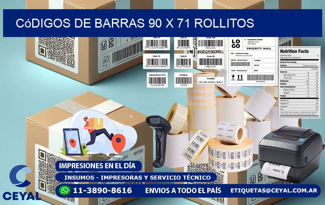 Códigos de Barras 90 x 71 rollitos