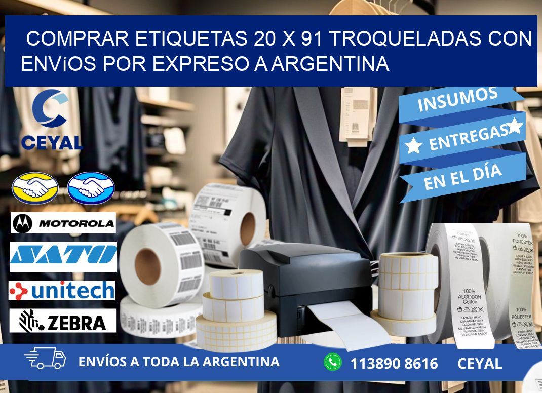 Comprar etiquetas 20 x 91 troqueladas con envíos por expreso a Argentina