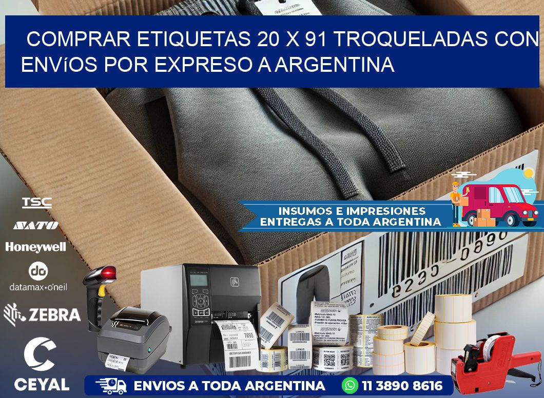 Comprar etiquetas 20 x 91 troqueladas con envíos por expreso a Argentina