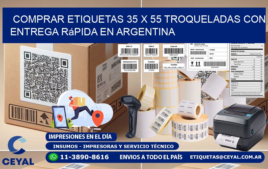 Comprar etiquetas 35 x 55 troqueladas con entrega rápida en Argentina