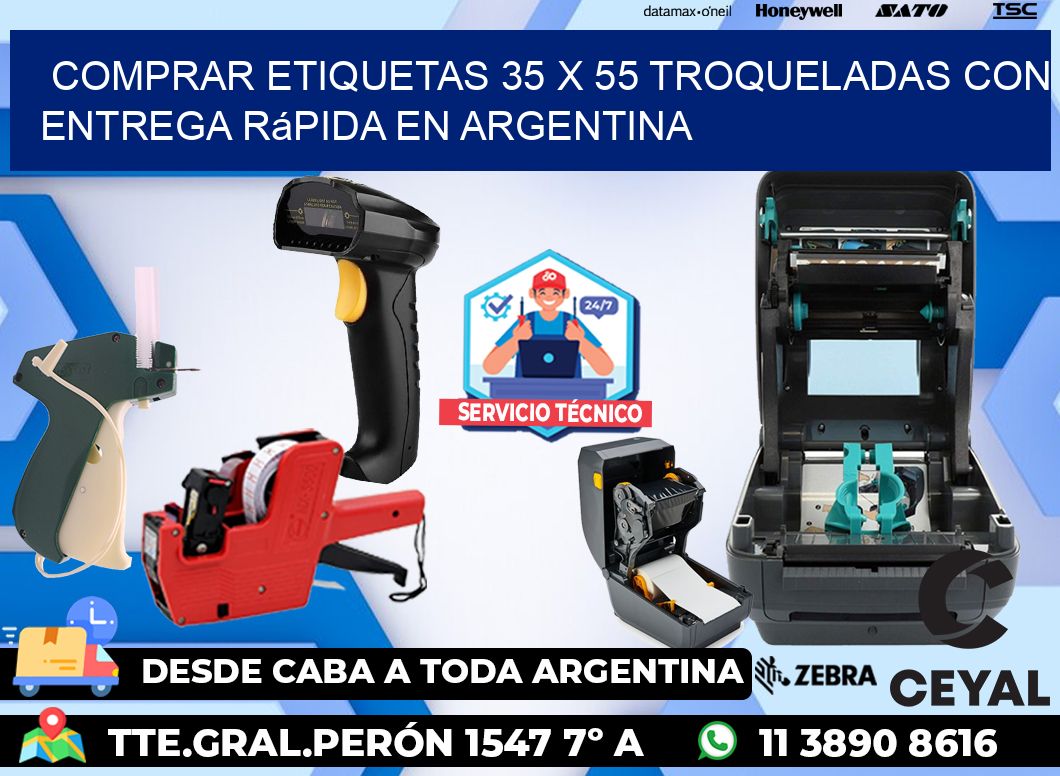 Comprar etiquetas 35 x 55 troqueladas con entrega rápida en Argentina