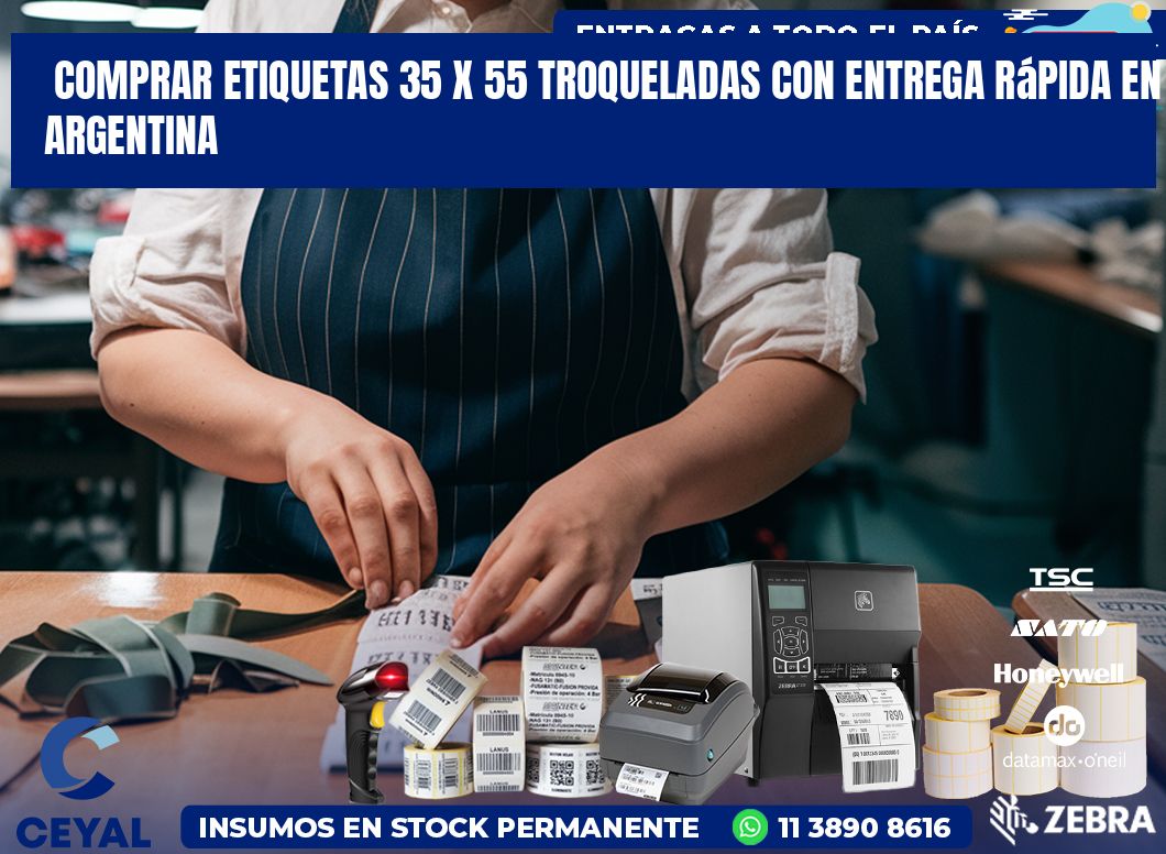 Comprar etiquetas 35 x 55 troqueladas con entrega rápida en Argentina