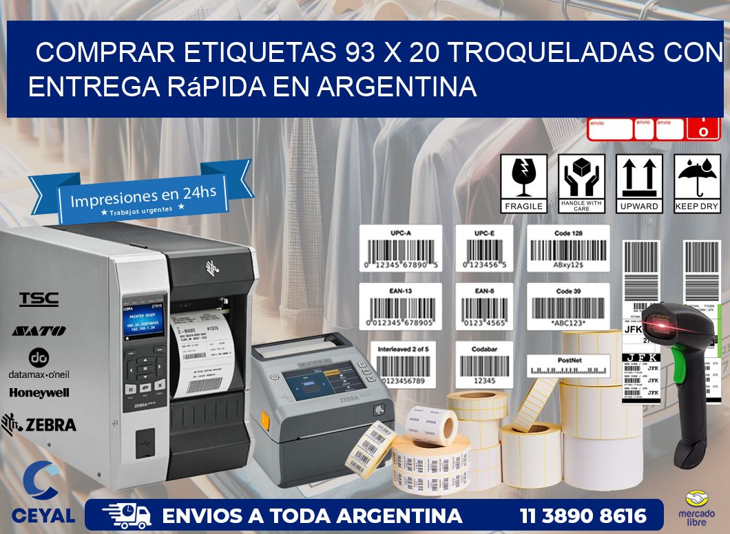 Comprar etiquetas 93 x 20 troqueladas con entrega rápida en Argentina