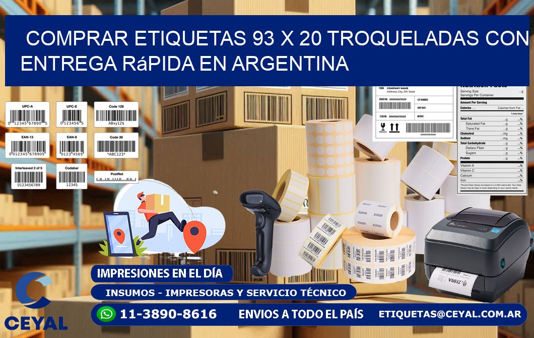 Comprar etiquetas 93 x 20 troqueladas con entrega rápida en Argentina