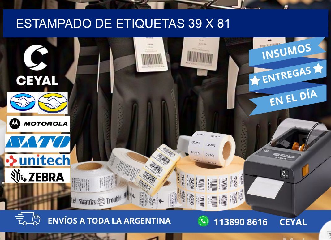 Estampado de etiquetas 39 x 81