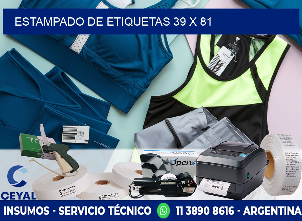 Estampado de etiquetas 39 x 81