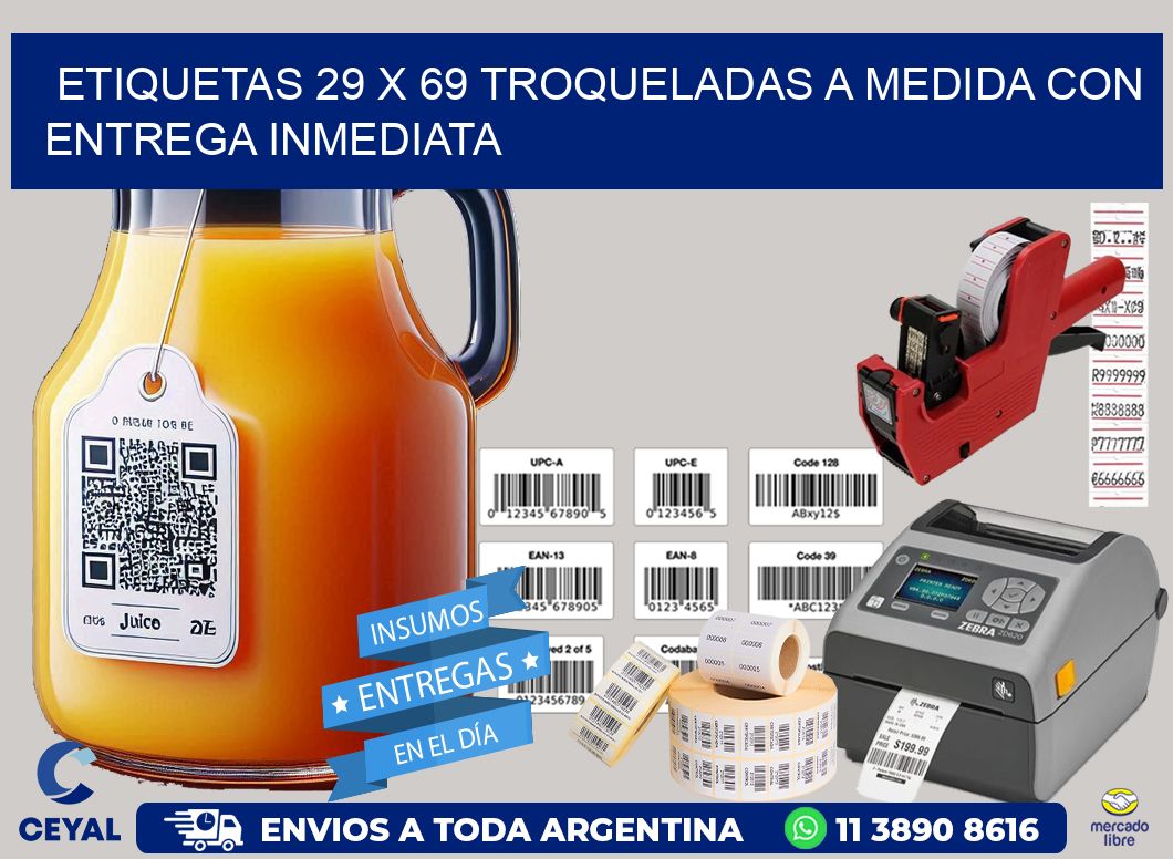 Etiquetas 29 x 69 troqueladas a medida con entrega inmediata