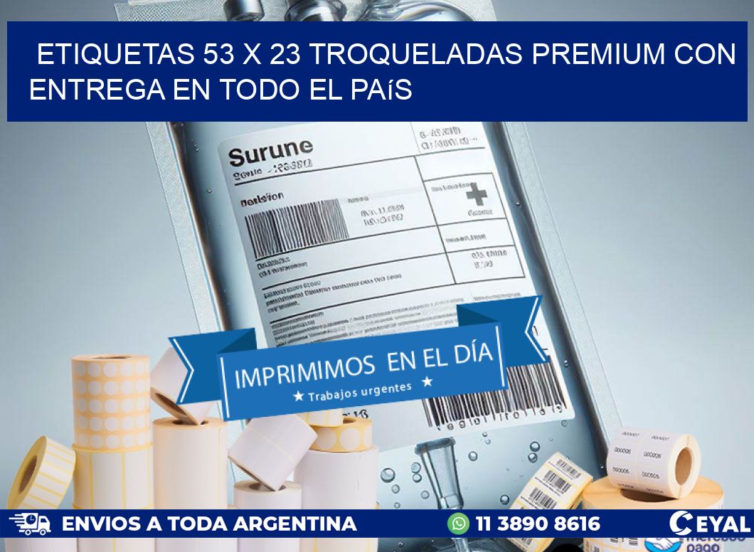 Etiquetas 53 x 23 troqueladas premium con entrega en todo el país
