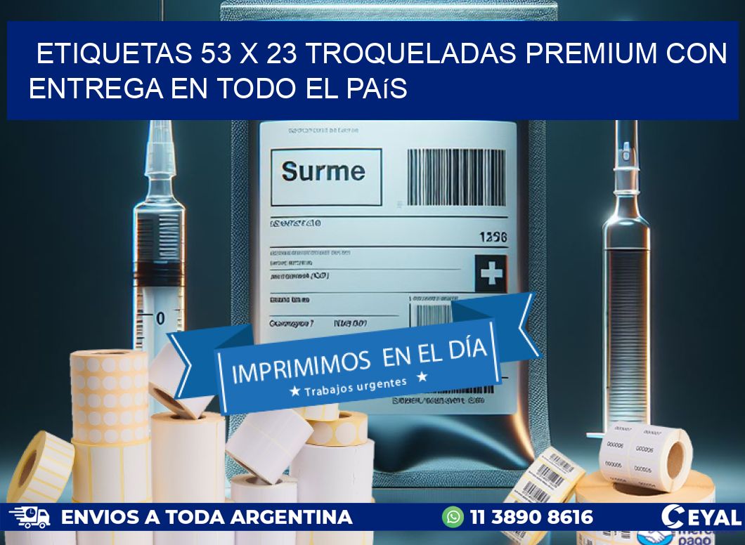 Etiquetas 53 x 23 troqueladas premium con entrega en todo el país