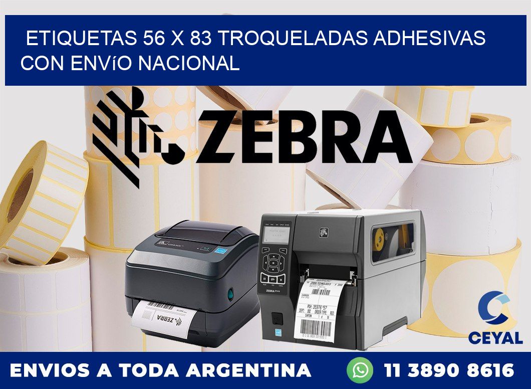 Etiquetas 56 x 83 troqueladas adhesivas con envío nacional