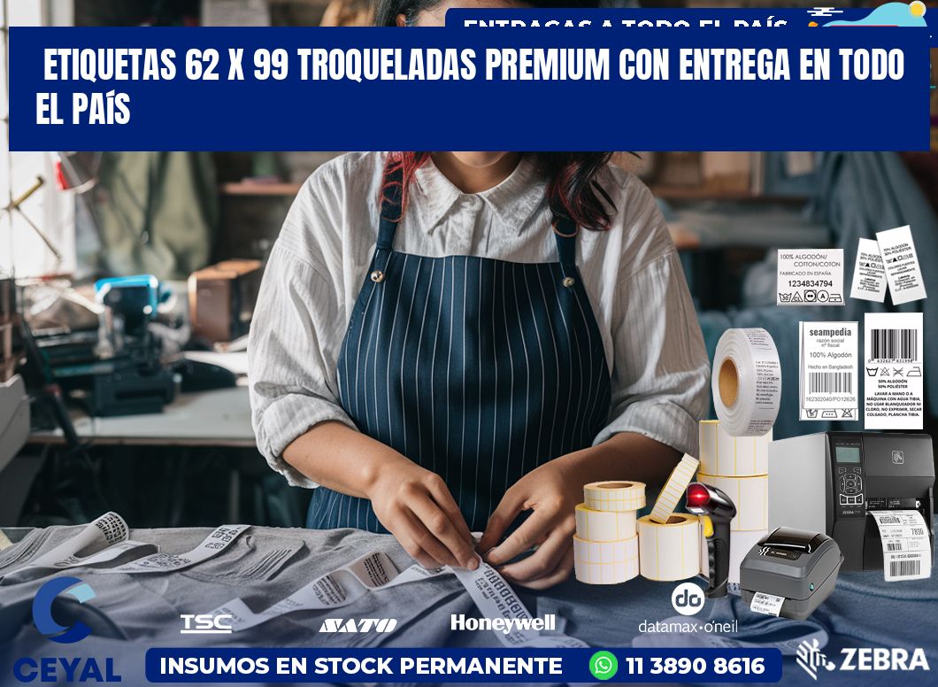 Etiquetas 62 x 99 troqueladas premium con entrega en todo el país