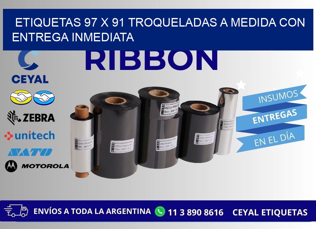 Etiquetas 97 x 91 troqueladas a medida con entrega inmediata