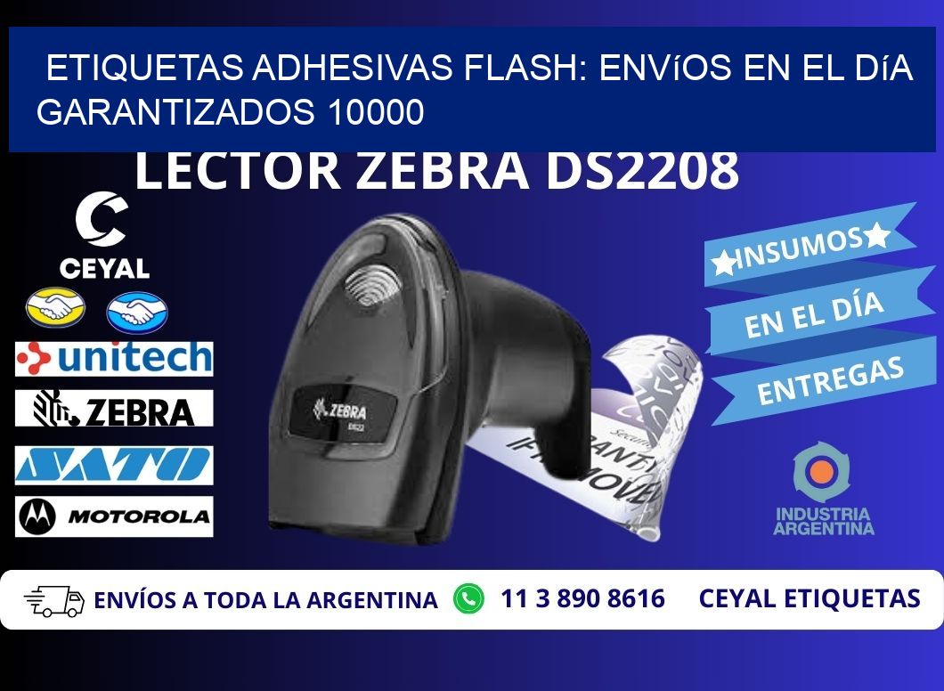 Etiquetas adhesivas Flash: Envíos en el Día Garantizados 10000