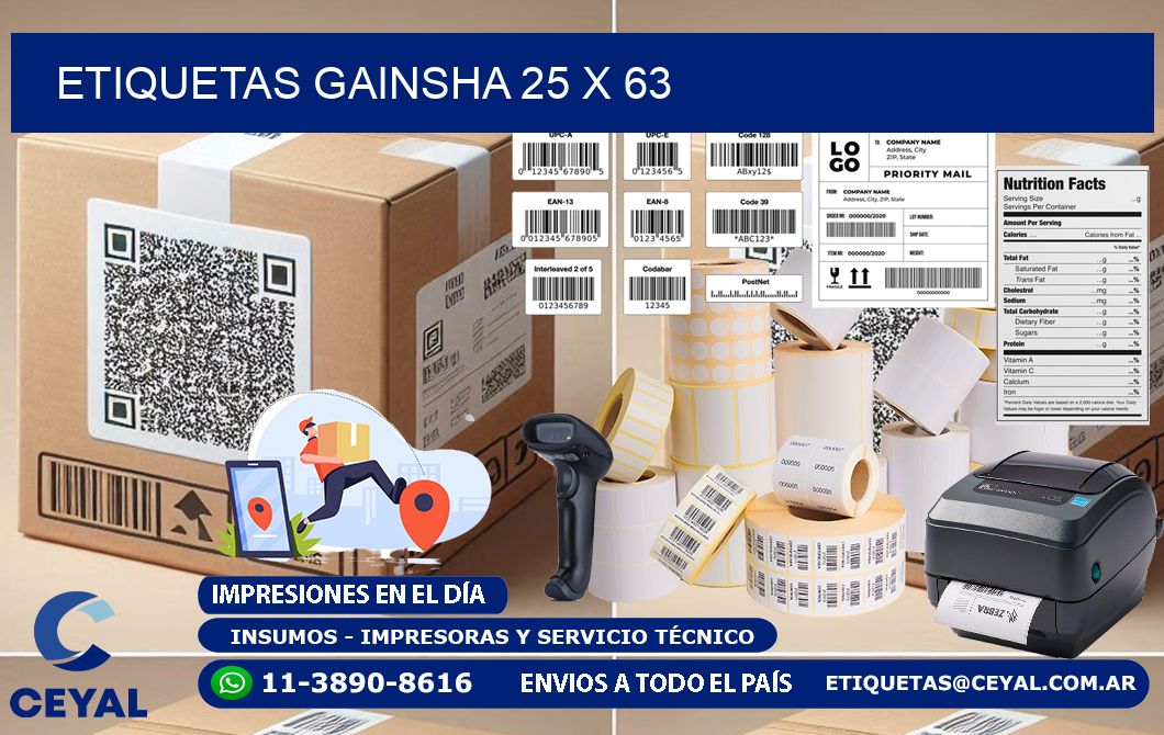 Etiquetas gainsha 25 x 63