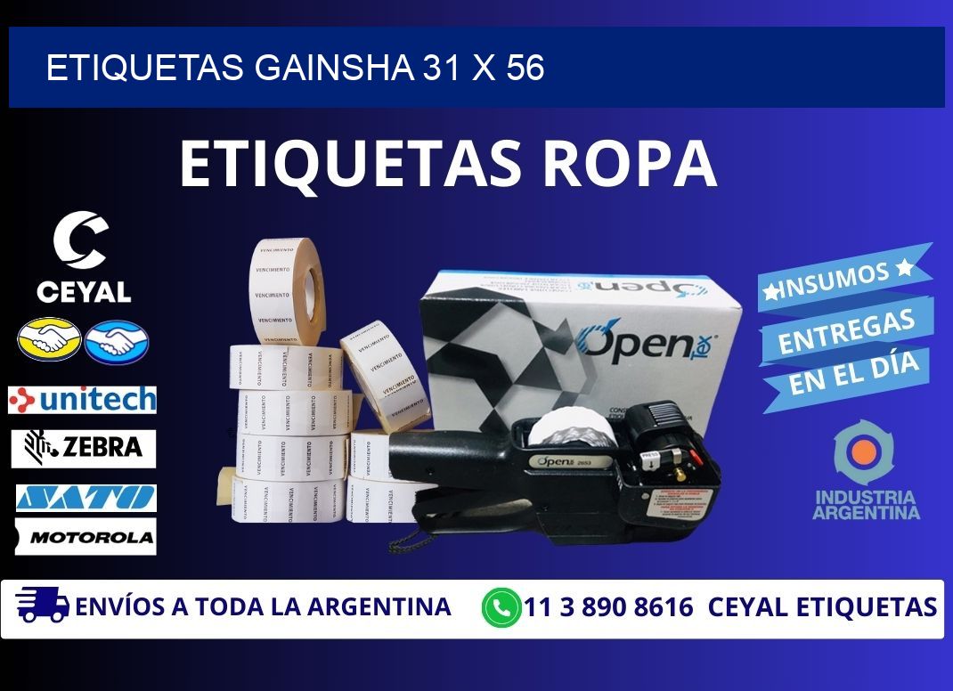 Etiquetas gainsha 31 x 56