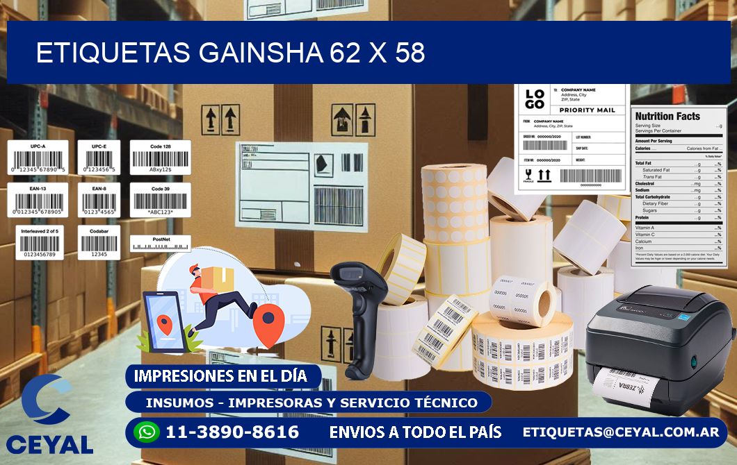 Etiquetas gainsha 62 x 58