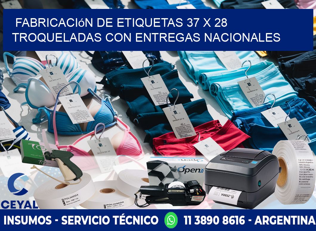 Fabricación de etiquetas 37 x 28 troqueladas con entregas nacionales