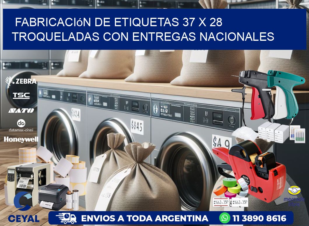 Fabricación de etiquetas 37 x 28 troqueladas con entregas nacionales