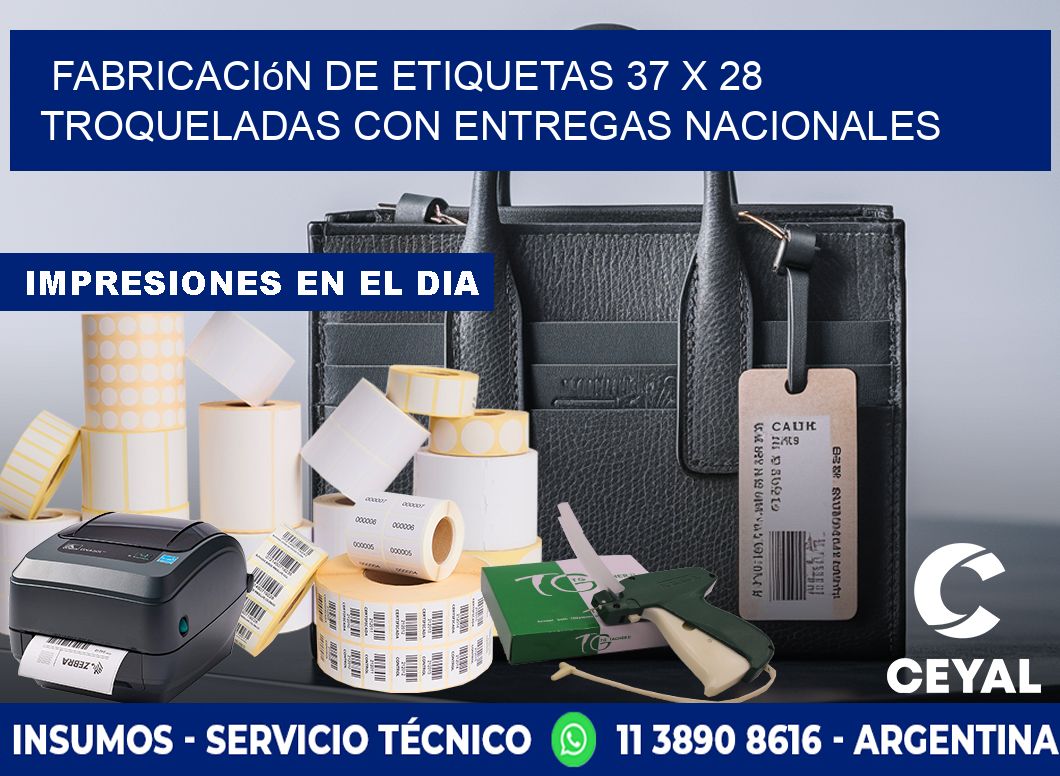 Fabricación de etiquetas 37 x 28 troqueladas con entregas nacionales