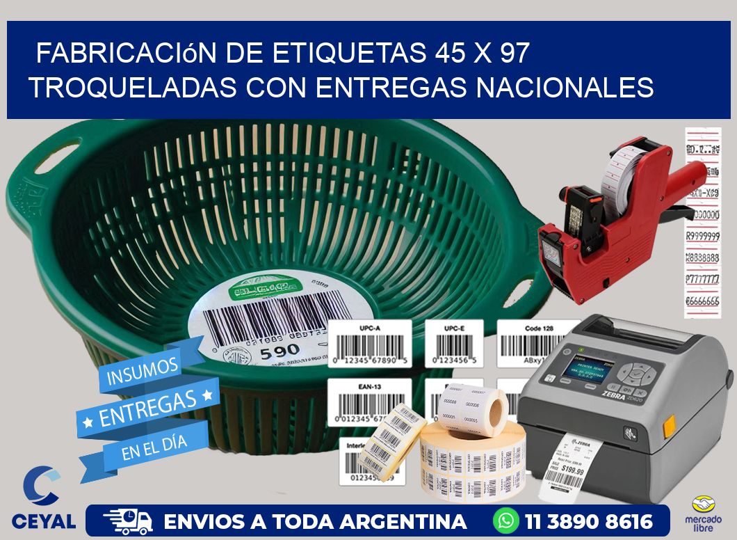 Fabricación de etiquetas 45 x 97 troqueladas con entregas nacionales