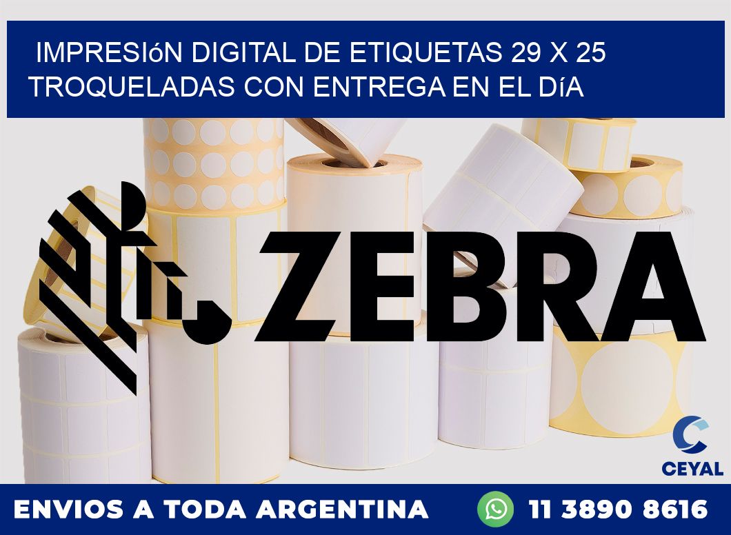 Impresión digital de etiquetas 29 x 25 troqueladas con entrega en el día