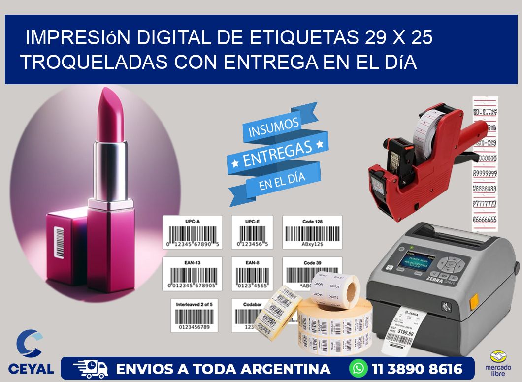 Impresión digital de etiquetas 29 x 25 troqueladas con entrega en el día