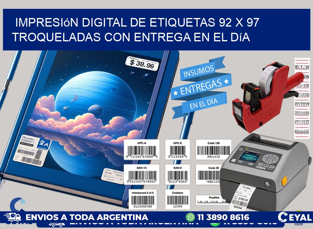 Impresión digital de etiquetas 92 x 97 troqueladas con entrega en el día