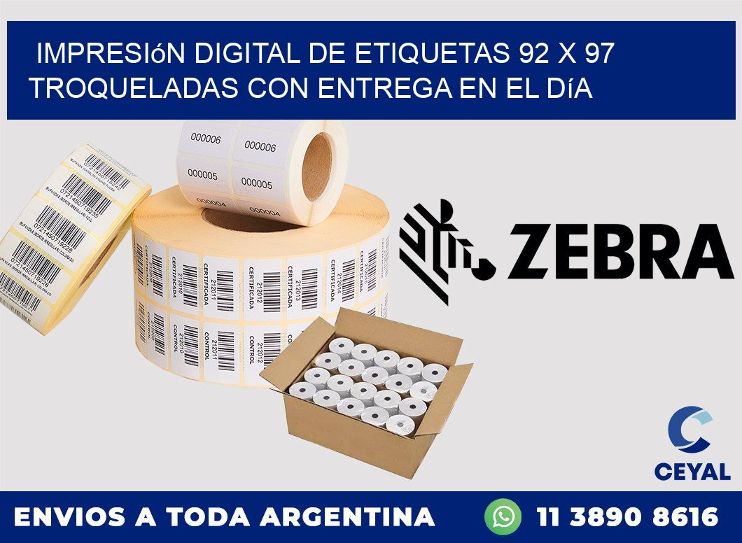 Impresión digital de etiquetas 92 x 97 troqueladas con entrega en el día