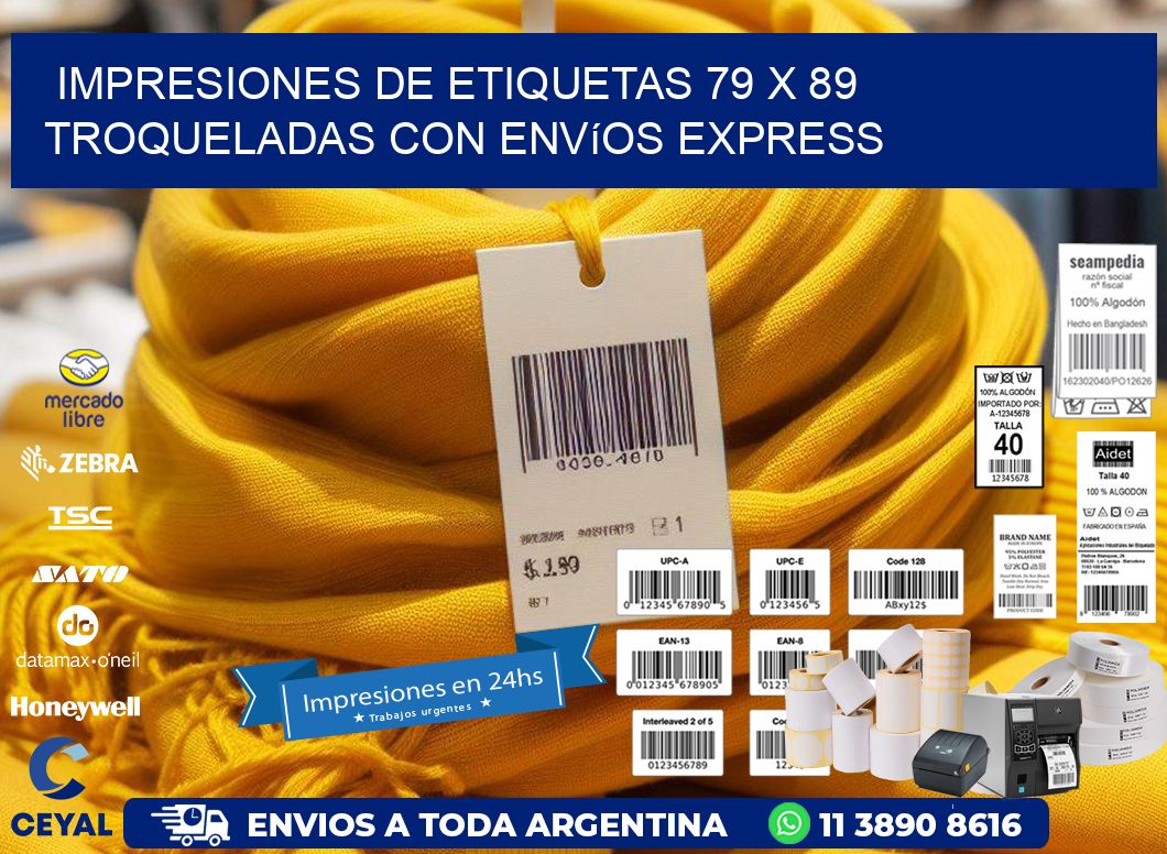 Impresiones de etiquetas 79 x 89 troqueladas con envíos express