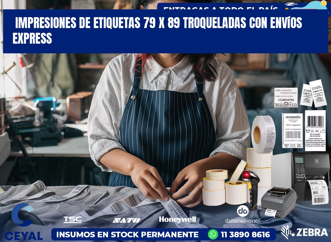 Impresiones de etiquetas 79 x 89 troqueladas con envíos express
