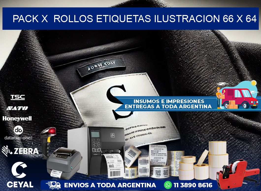 Pack X  Rollos Etiquetas Ilustracion 66 x 64