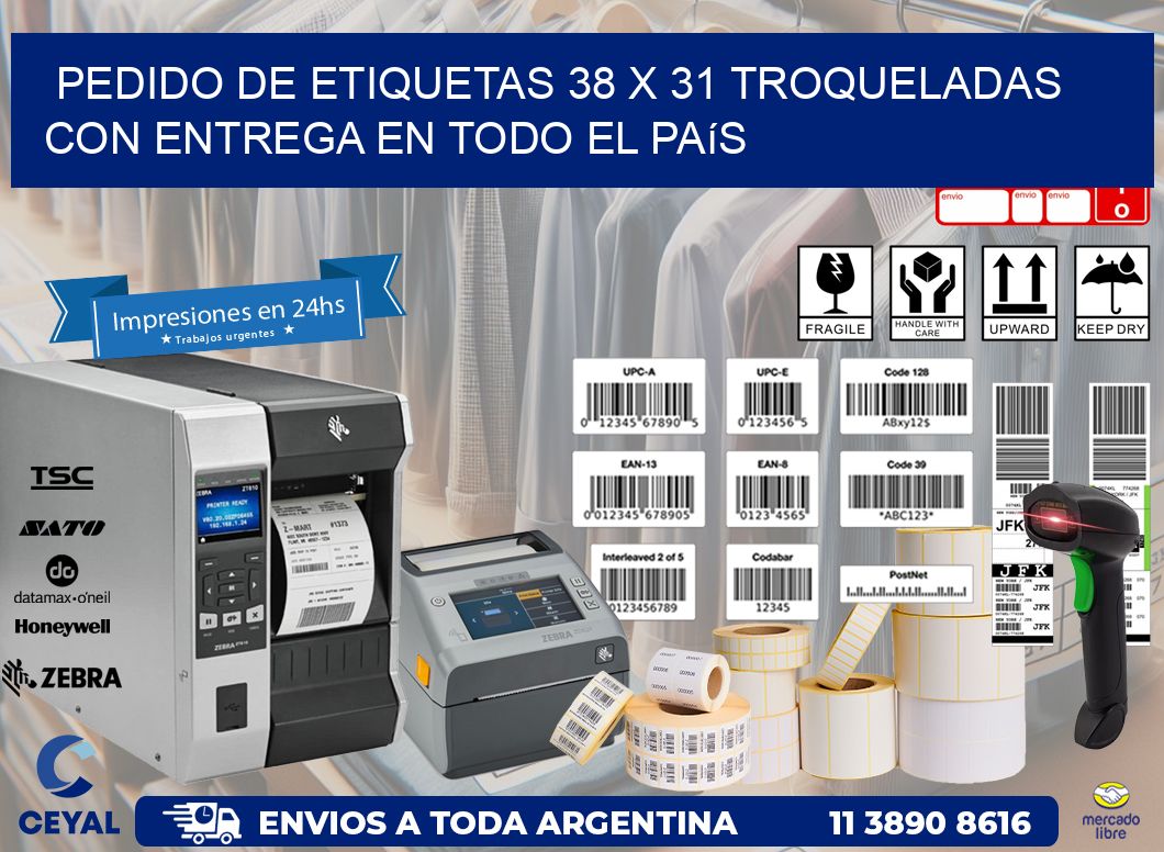 Pedido de etiquetas 38 x 31 troqueladas con entrega en todo el país