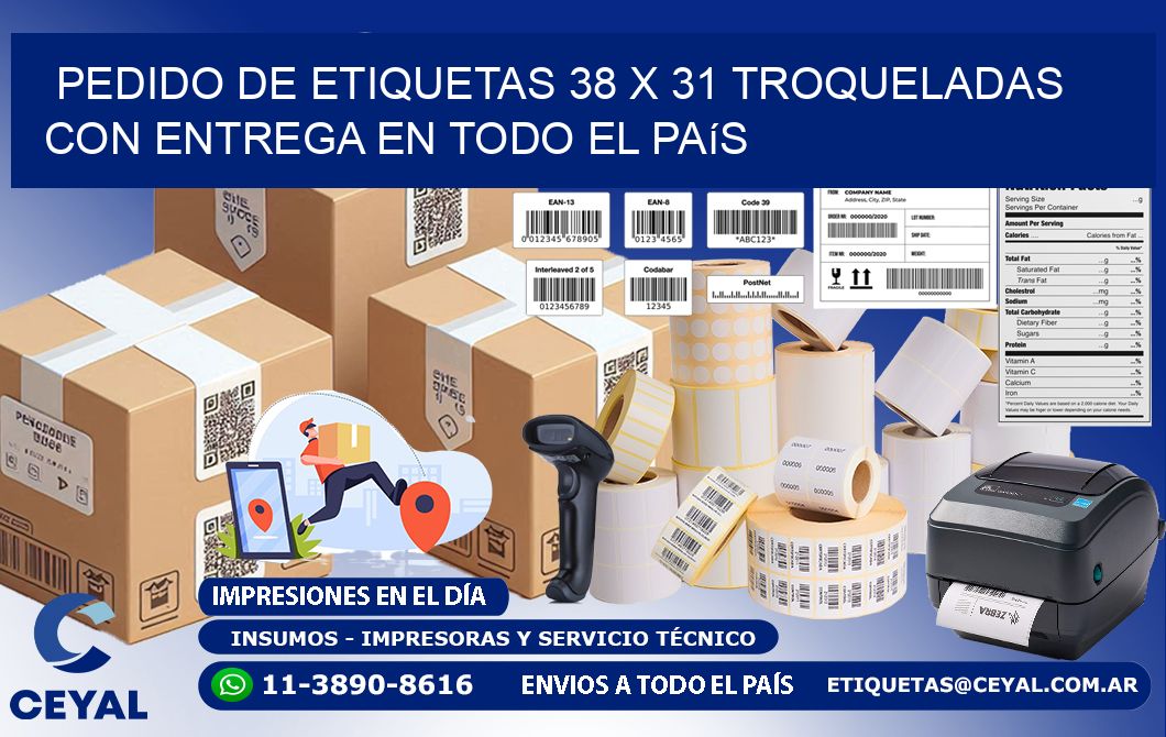 Pedido de etiquetas 38 x 31 troqueladas con entrega en todo el país
