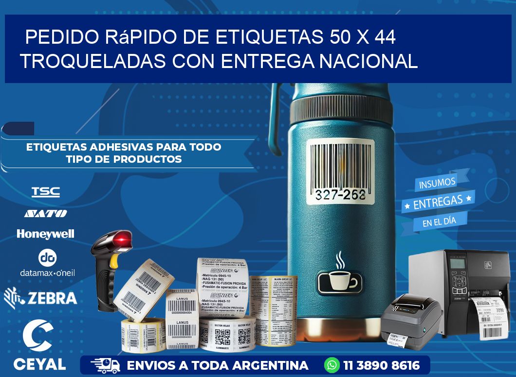 Pedido rápido de etiquetas 50 x 44 troqueladas con entrega nacional