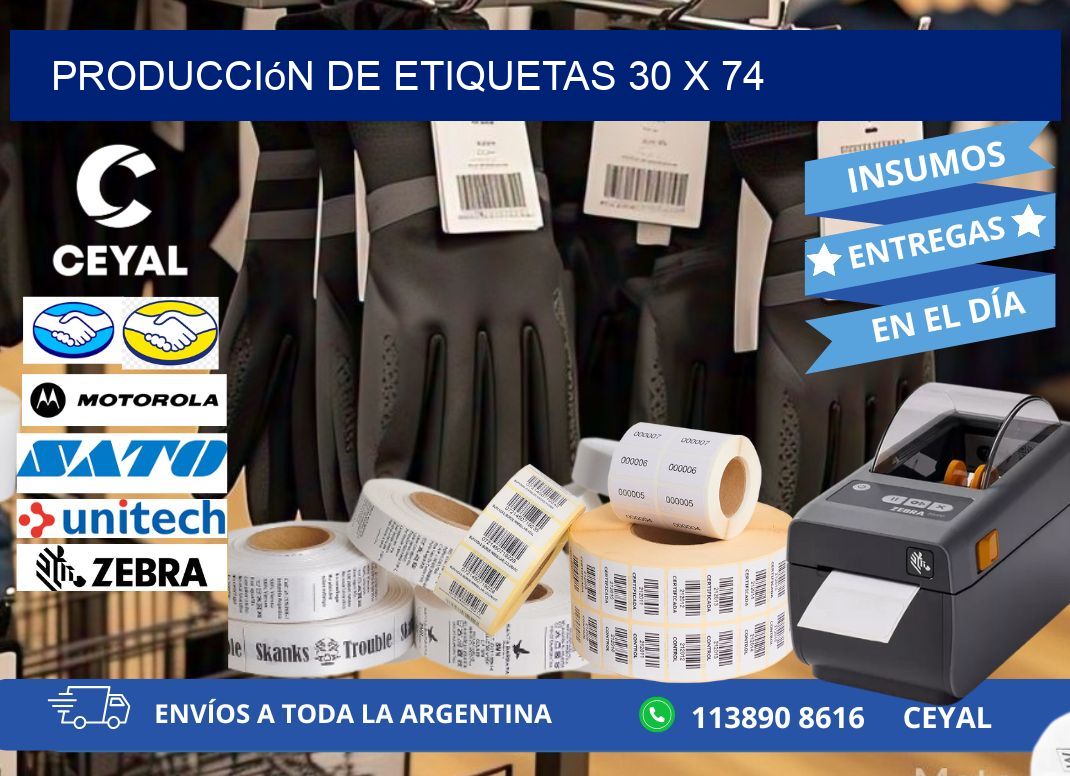 Producción de etiquetas 30 x 74