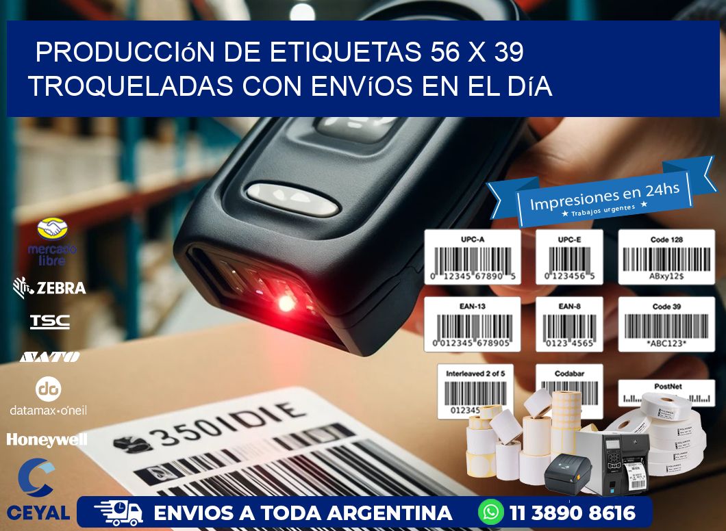 Producción de etiquetas 56 x 39 troqueladas con envíos en el día