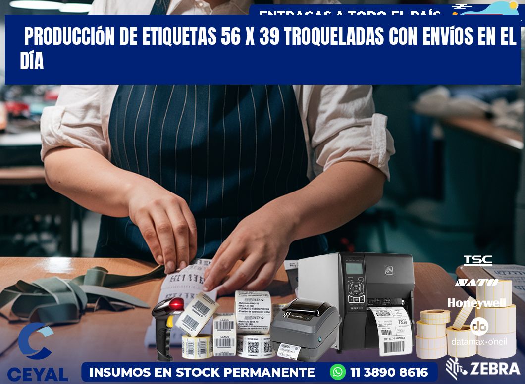 Producción de etiquetas 56 x 39 troqueladas con envíos en el día