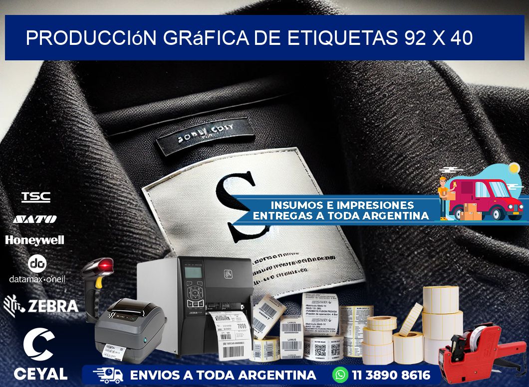 Producción gráfica de etiquetas 92 x 40