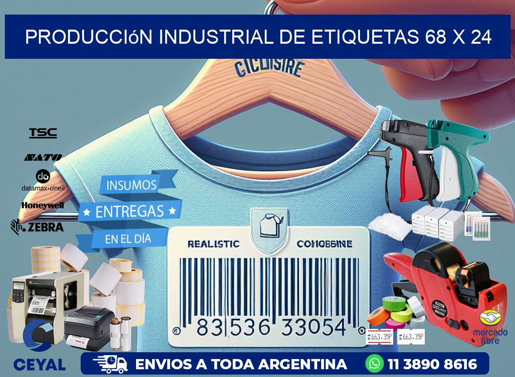 Producción industrial de etiquetas 68 x 24