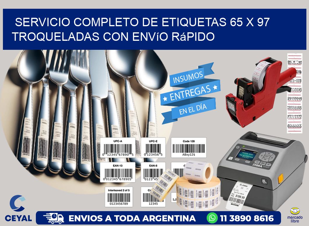 Servicio completo de etiquetas 65 x 97 troqueladas con envío rápido