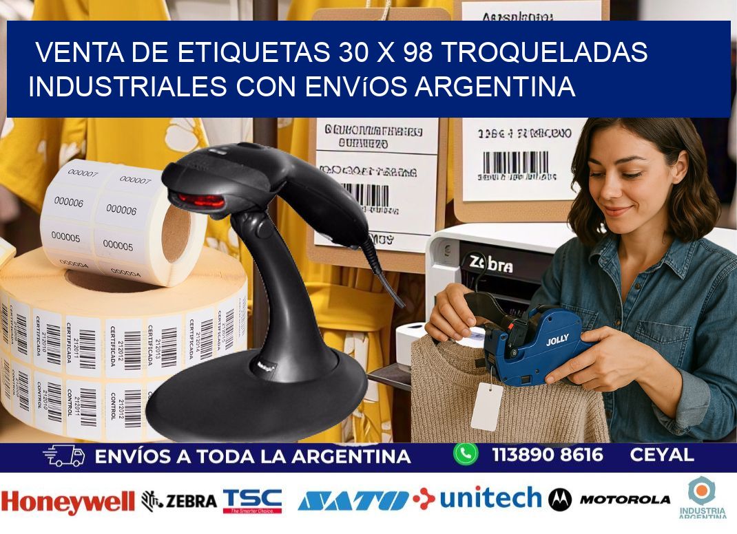 Venta de etiquetas 30 x 98 troqueladas industriales con envíos Argentina