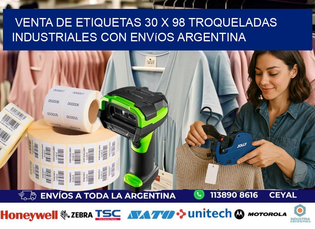 Venta de etiquetas 30 x 98 troqueladas industriales con envíos Argentina