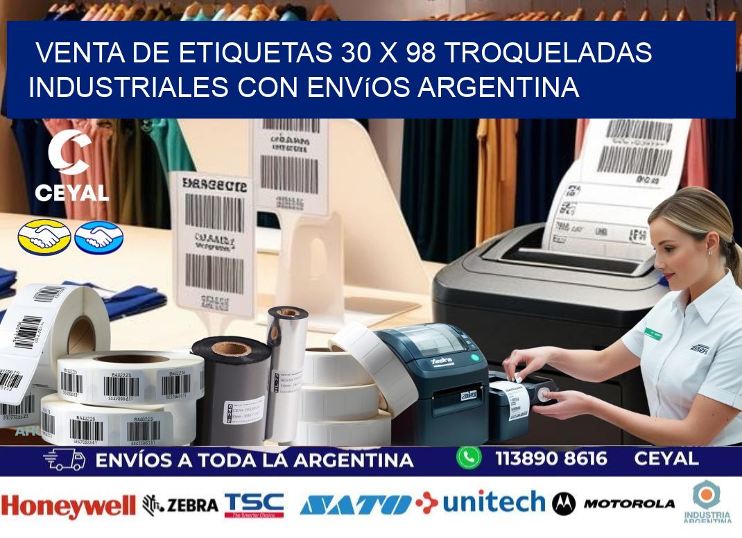 Venta de etiquetas 30 x 98 troqueladas industriales con envíos Argentina
