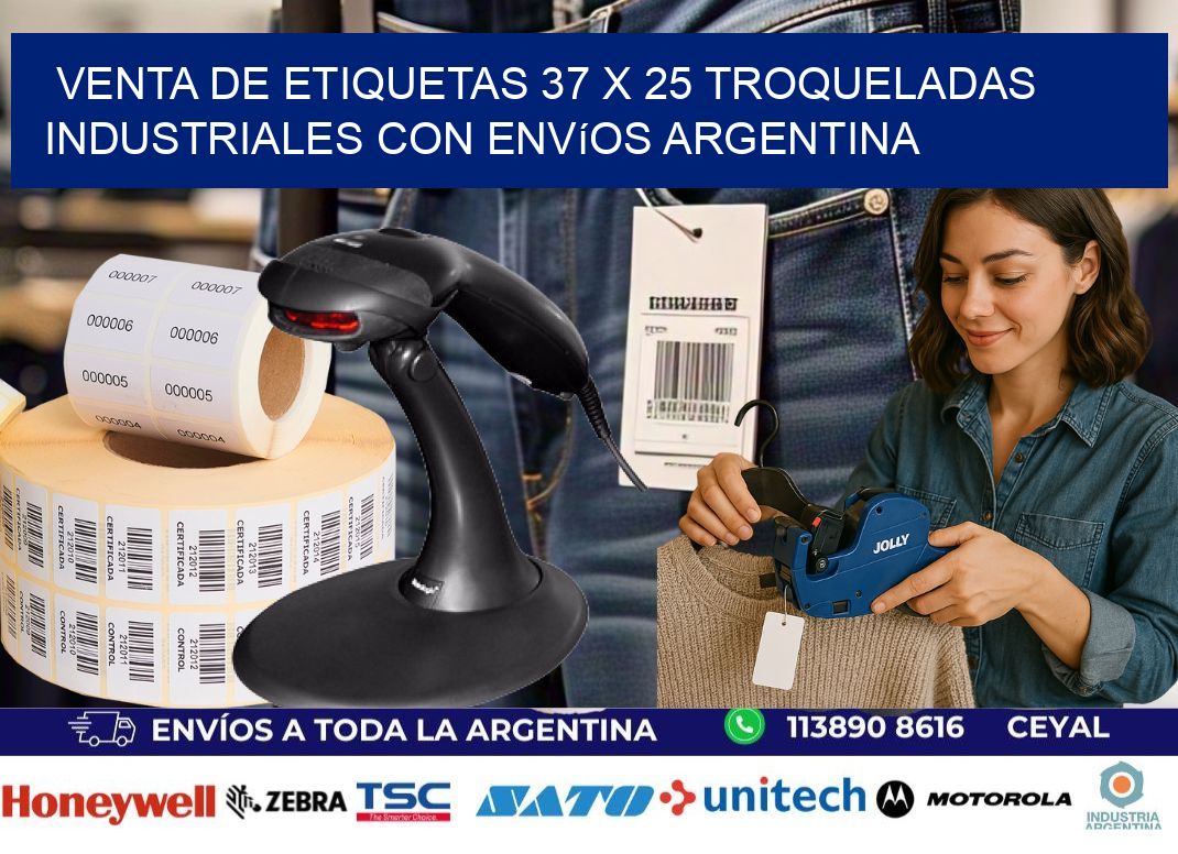 Venta de etiquetas 37 x 25 troqueladas industriales con envíos Argentina