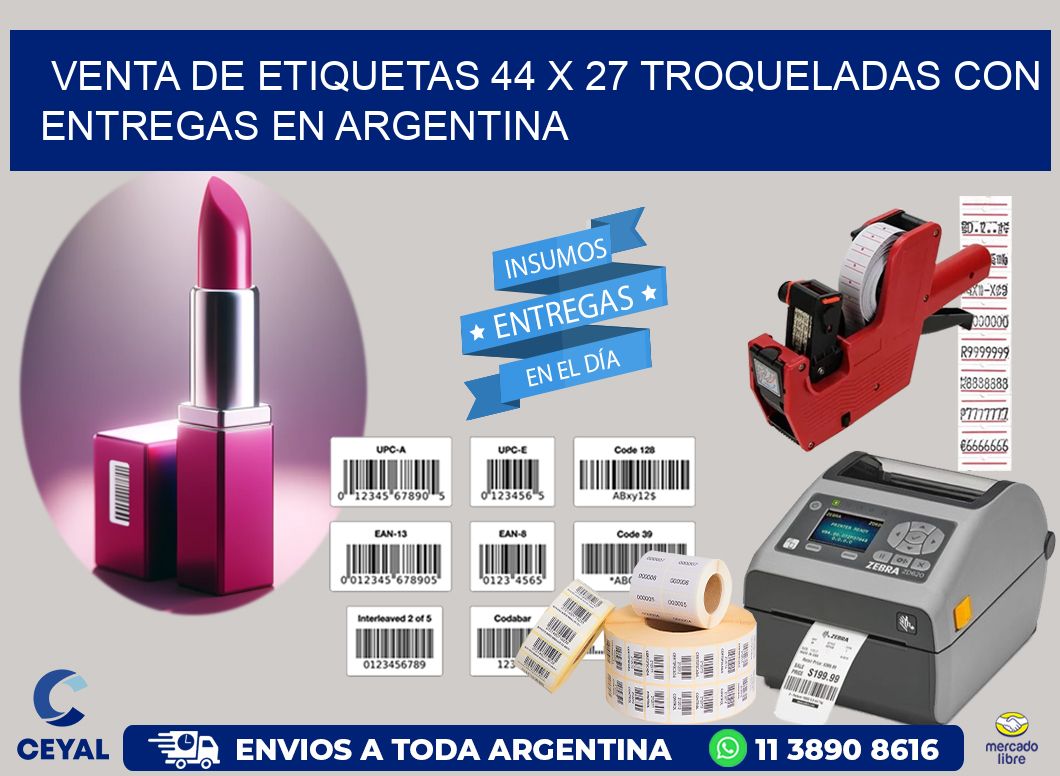 Venta de etiquetas 44 x 27 troqueladas con entregas en Argentina