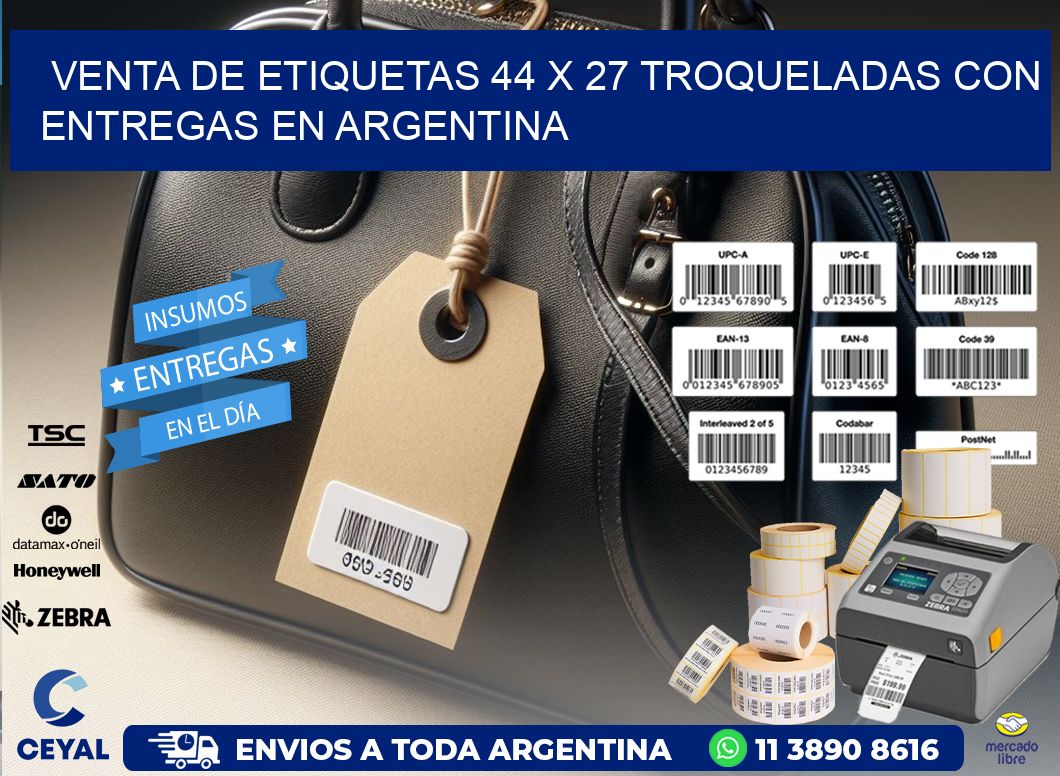Venta de etiquetas 44 x 27 troqueladas con entregas en Argentina