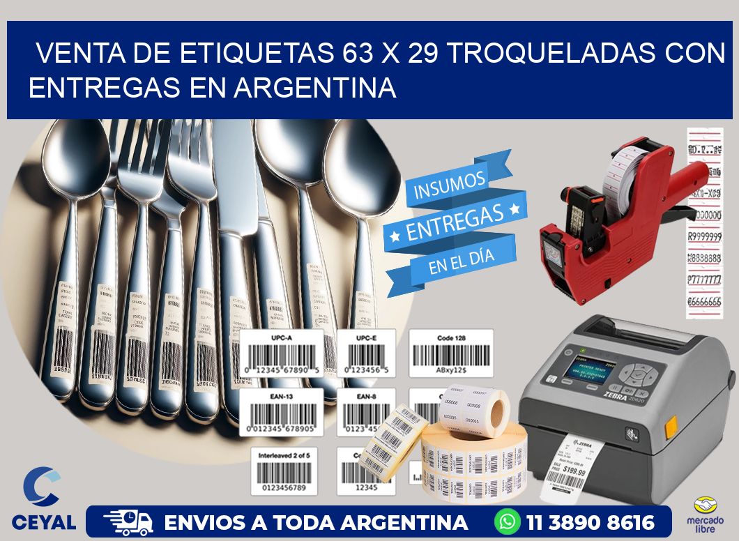 Venta de etiquetas 63 x 29 troqueladas con entregas en Argentina