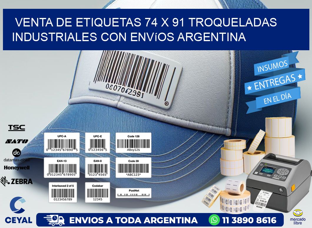 Venta de etiquetas 74 x 91 troqueladas industriales con envíos Argentina