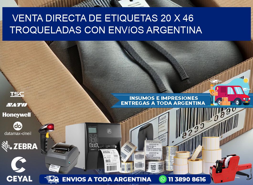 Venta directa de etiquetas 20 x 46 troqueladas con envíos Argentina